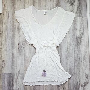 BECCA Cinched Tassel Tunic Swim Cover Up XS
